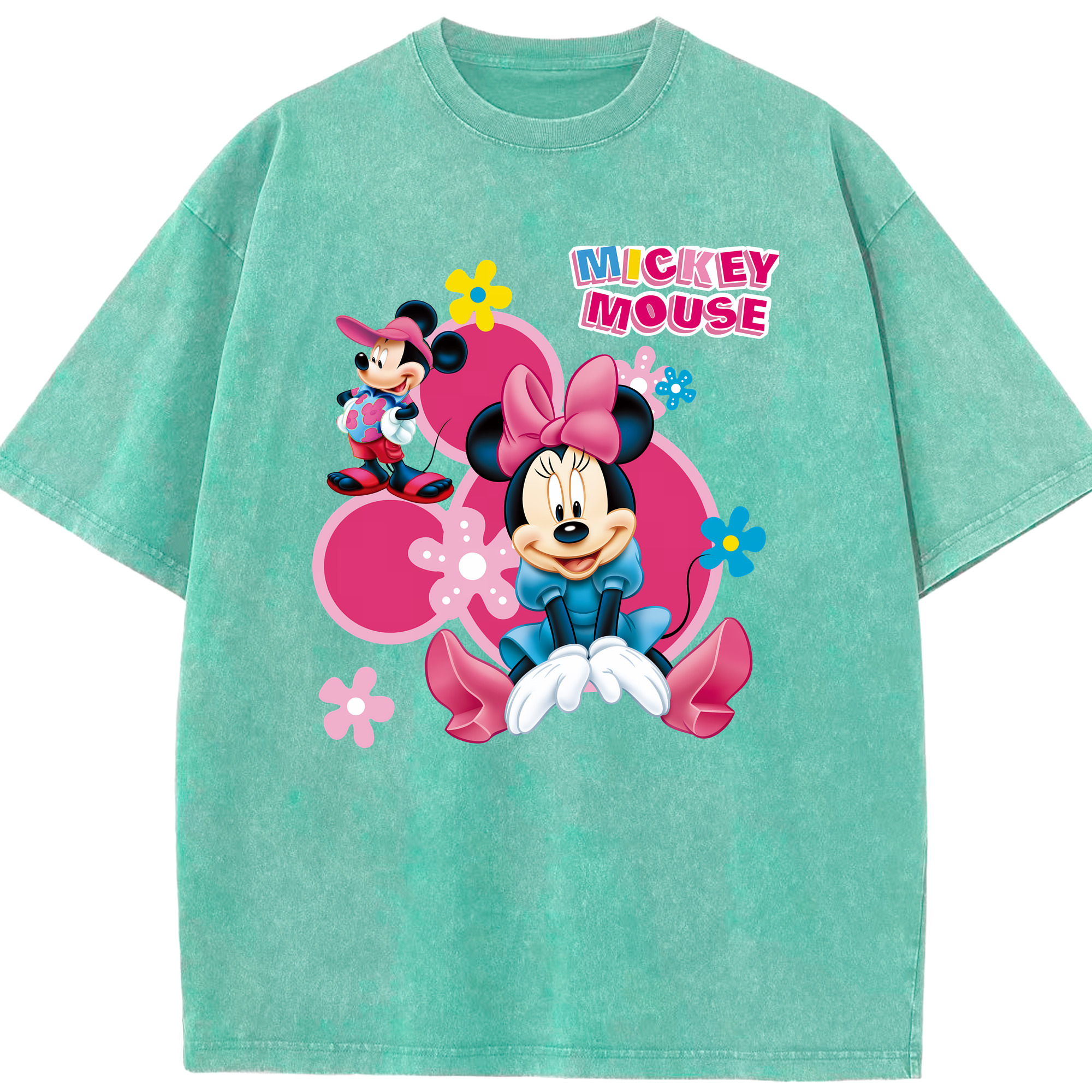 （画像用） ミッキーマウス Mickey Mouse 綿100% ヴィンテージ風 半袖Tシャツ（フロントプリント）